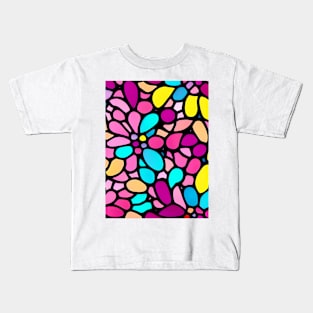 Colorful Bouquet of Flowers - Stained Glass Abstract Pattern Kids T-Shirt